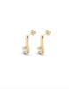 UNOde50 Gold Drop Earrings with Clear Zirconia