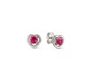 Nomination Cosmic Love Silver Heart Stud Earrings with Deep Pink CZ