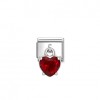 Nomination Silver Hanging Red CZ Stone Heart Composable Charm