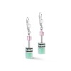 Coeur de Lion Silver Green-Pink Drop Earrings 4023/20-0504