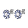 Dyrberg Kern Carnea Silver Earrings - Light Sapphire/White Pearl