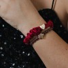 By Eloise London Gold Heart Silk Scrunchie - Burgundy Red