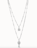 UNOde50 Silver 2 Chain Necklace with Padlock & Key