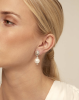 UNOde50 Silver Circular Pearl Drop Earrings