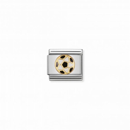 Nomination Gold Black & White Football Composable Charm
