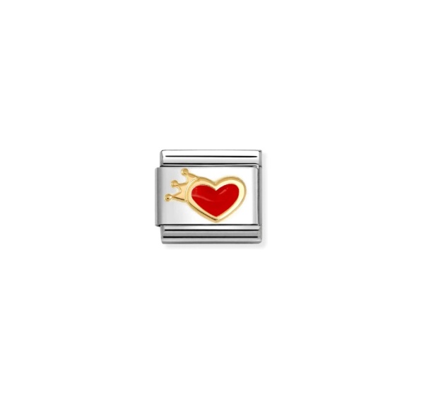 Nomination Gold Red Heart with Crown Composable Charm