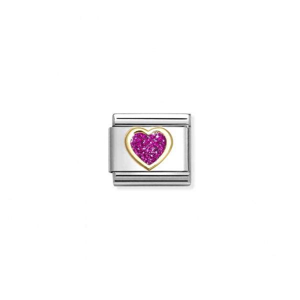 Nomination Gold Fuchsia Glitter Heart Composable Charm