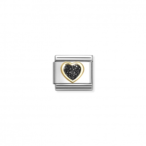 Nomination Gold Black Glitter Heart Composable Charm