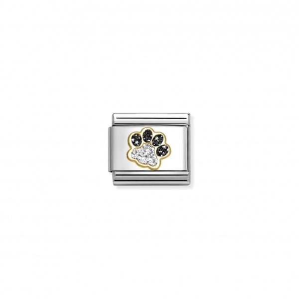 Nomination Gold Silver & Black Glitter Pawprint Composable Charm