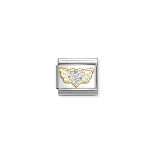 Nomination Gold Silver Glitter Winged Heart Composable Charm