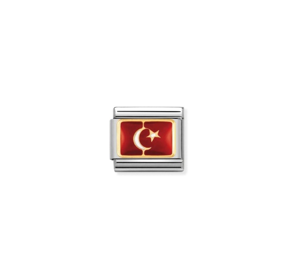 Nomination Gold Turkey Flag Composable Charm