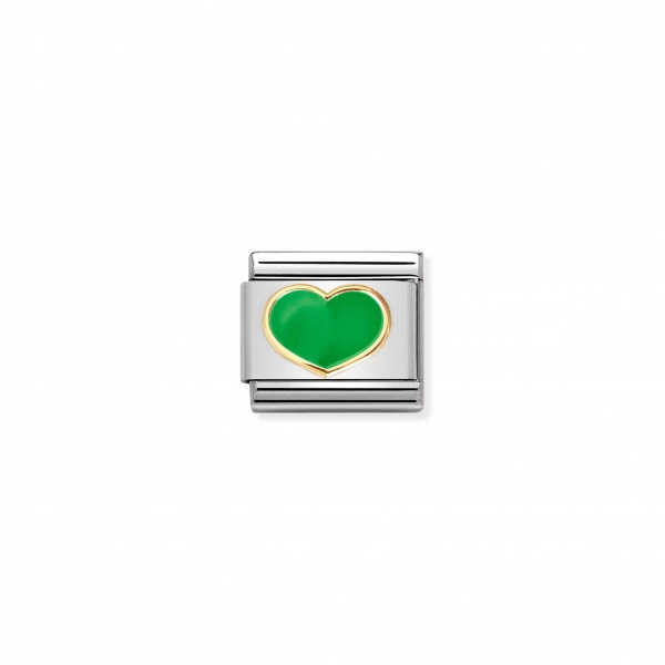 Nomination Gold Apple Green Heart Composable Charm