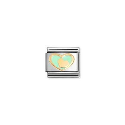 Nomination Gold Pastel Green Heart in Heart Composable Charm