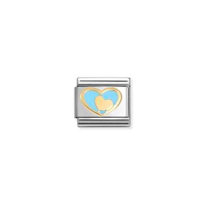 Nomination Gold Blue Heart in Heart Composable Charm