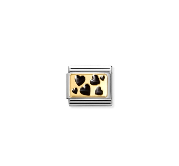 Nomination Gold Black Scattered Hearts Composable Charm