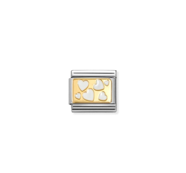 Nomination Gold Scattered White Hearts Composable Charm