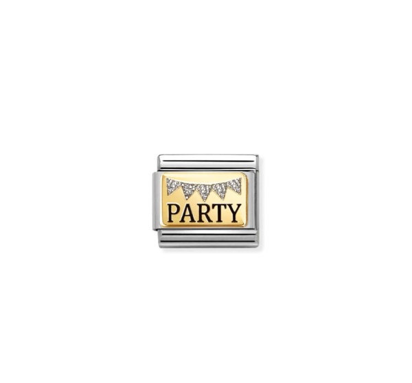 Nomination Gold Silver Glitter Party Plate Composable Charm