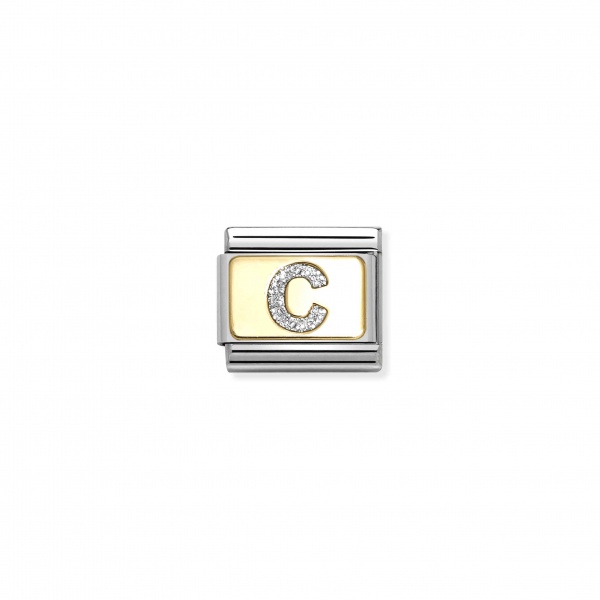 Nomination Letter Gold Silver Glitter C Plate Composable Charm