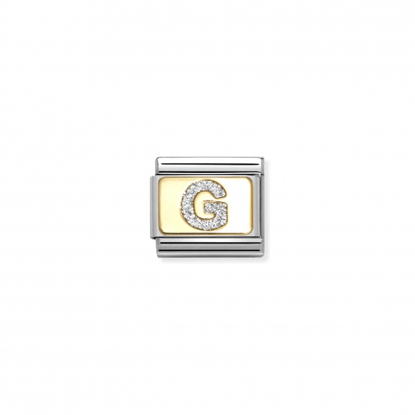 Nomination Letter Gold Silver Glitter G Plate Composable Charm