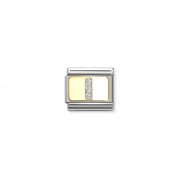 Nomination Letter Gold Silver Glitter I Plate Composable Charm