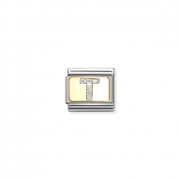 Nomination Letter Gold Silver Glitter T Plate Composable Charm