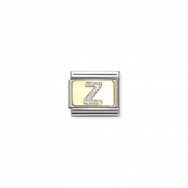 Nomination Letter Gold Silver Glitter Z Plate Composable Charm