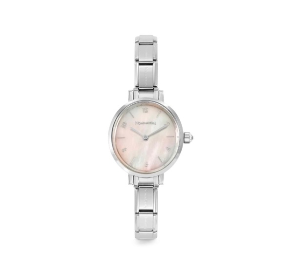 Nomination Oval Silver Watch with Pink Mother of Pearl Dial