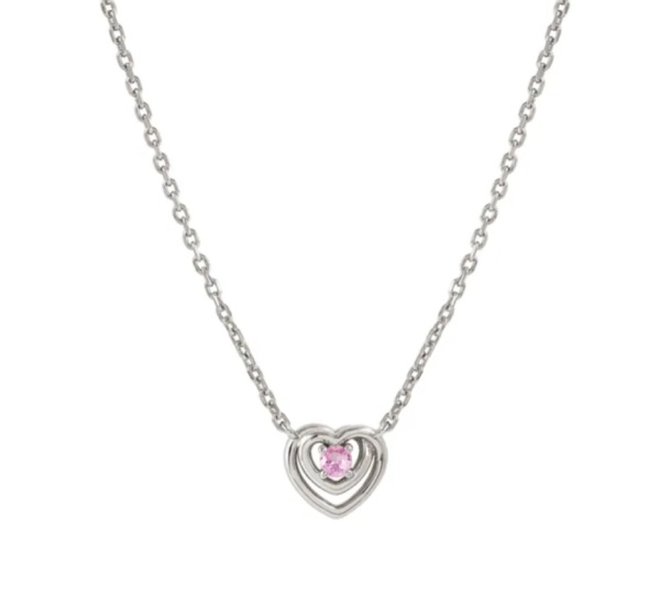 Nomination Cosmic Love Silver Heart Necklace with Baby Pink CZ