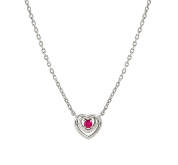 Nomination Cosmic Love Silver Heart Necklace with Deep Pink CZ