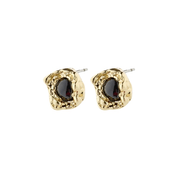 Pilgrim Earrings Ryper Gold & Black Studs