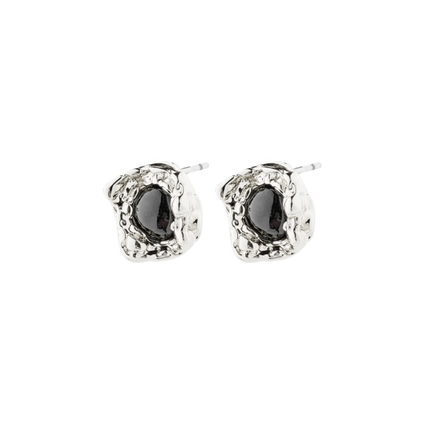 Pilgrim Earrings Ryper Silver & Black Studs