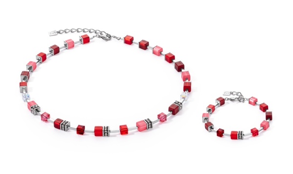 Coeur de Lion Silver Red Necklace & Bracelet Set 2700/52-0300