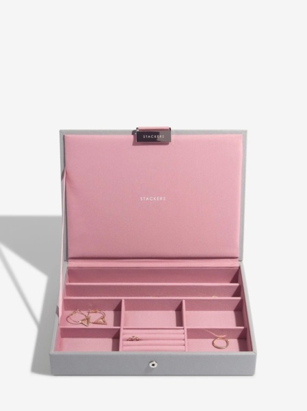 Stackers Classic Jewellery Box Lid - Dove Grey & Pink