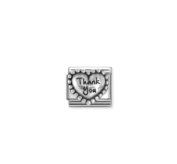 Nomination Silver Thank You Raised Heart Composable Charm