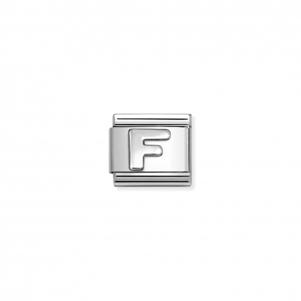 Nomination Letter Silver Oxidised F Composable Charm