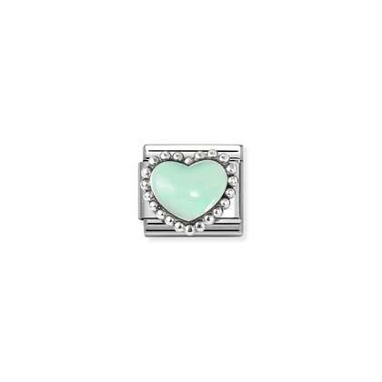 Nomination Silver Pastel Green Raised Heart Composable Charm