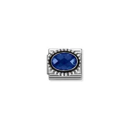 Nomination Silver Oxidised Oval Beaded Blue CZ Composable Charm