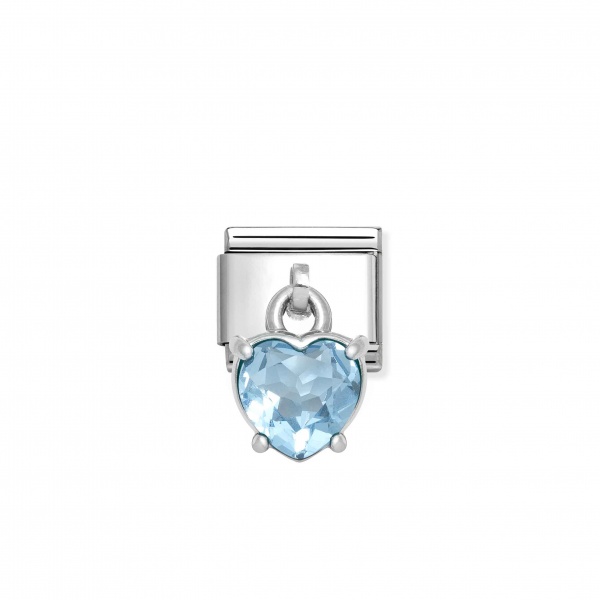 Nomination Silver Hanging Blue CZ Stone Heart Composable Charm