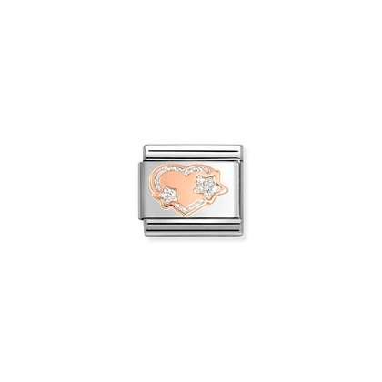 Nomination Rose Gold Silver Glitter Star Heart Composable Charm