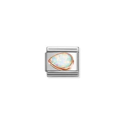 Nomination Rose Gold Faceted Stone White Opal Drop Left Composable Charm