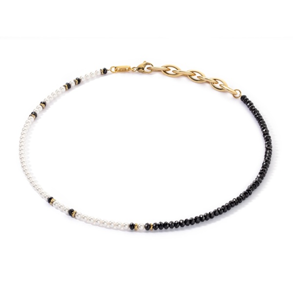 Coeur de Lion Gold Black White Necklace 4311/10-1314