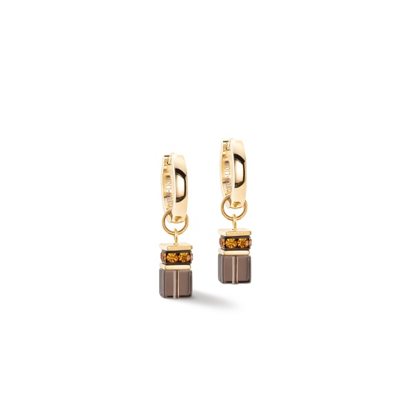 Coeur de Lion Gold Brown Hoop Earrings 4524/21-1116