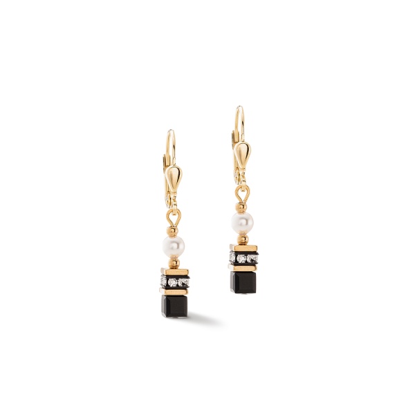 Coeur de Lion Gold Drop Earrings - Black 4567/20-1300