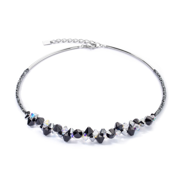 Coeur de Lion Silver Black Crystal Necklace 4640/10-1318