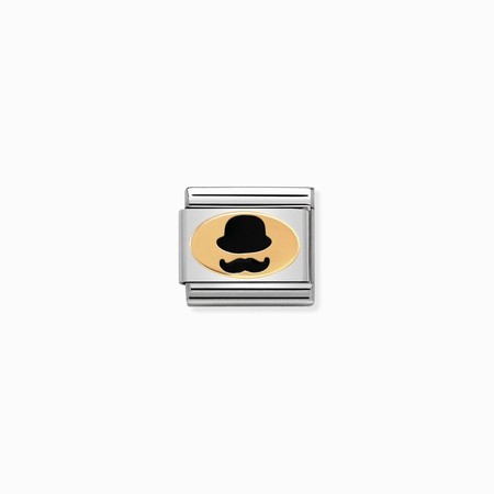 Nomination Gold Bowler Hat & Moustache Enamel Composable Charm