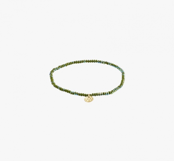 Pilgrim Indie Gold Bracelet with Green Beads