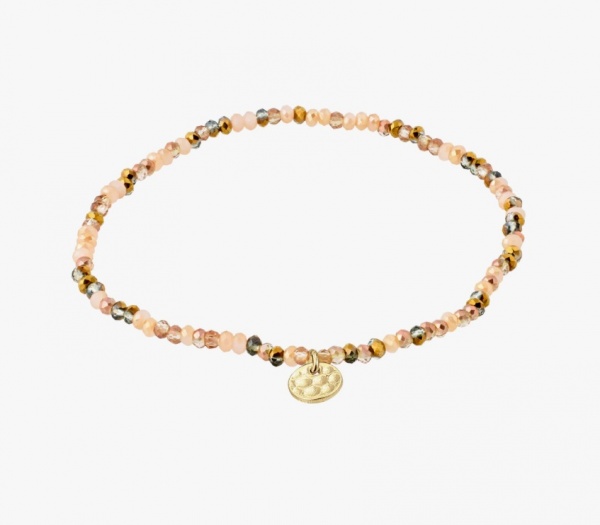 Pilgrim Indie Gold Bracelet with Light Brown Beads