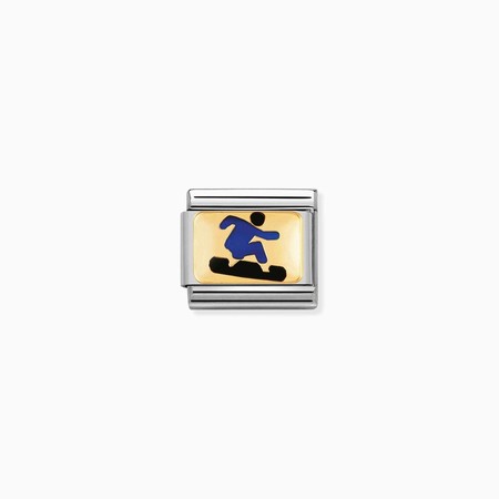 Nomination Gold Blue Snowboarder Composable Charm