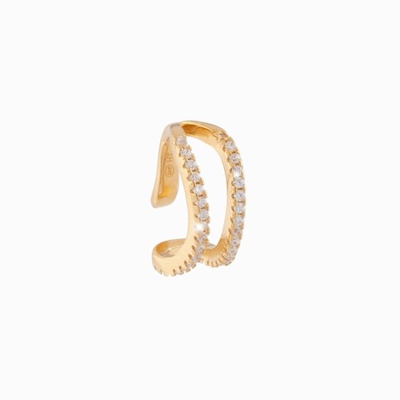 Rebecca Gold Loop Ear Cuff with White CZ