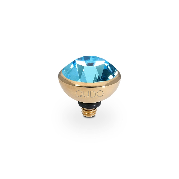 Qudo Gold Topper Bottone 10mm - Aquamarine